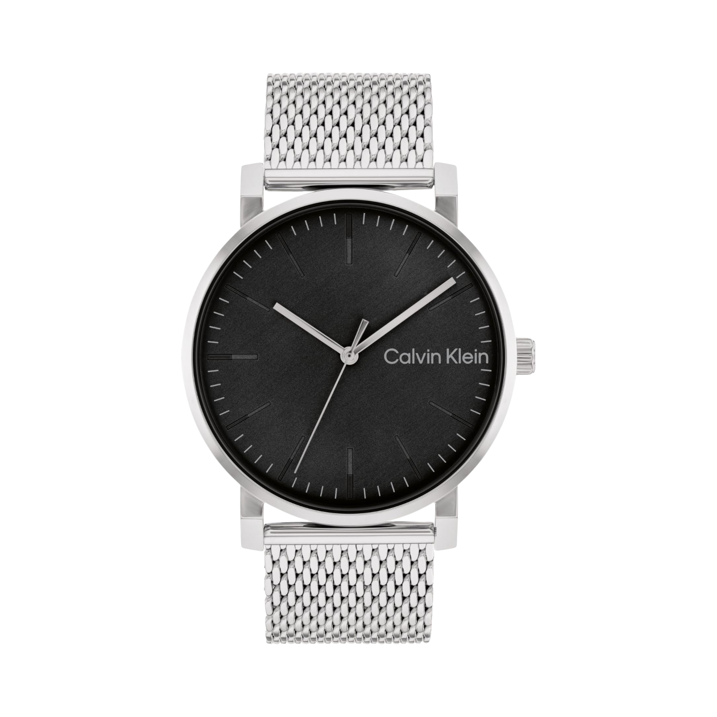 Calvin Klein Men Slate Quartz Watch - Black Silver Mesh