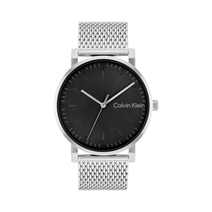 Calvin Klein Men Slate Quartz Watch - Black Silver Mesh