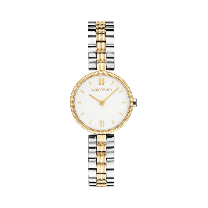 Calvin Klein Women Gleam Two Hand Quartz Watch - White Shimmer