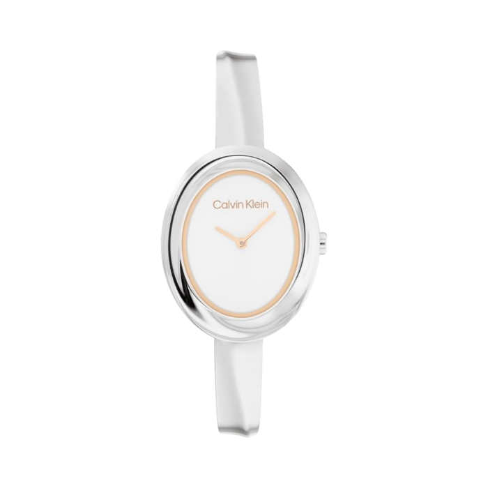 Calvin Klein Women Twisted Bezel 2H Quartz Watch - Silver