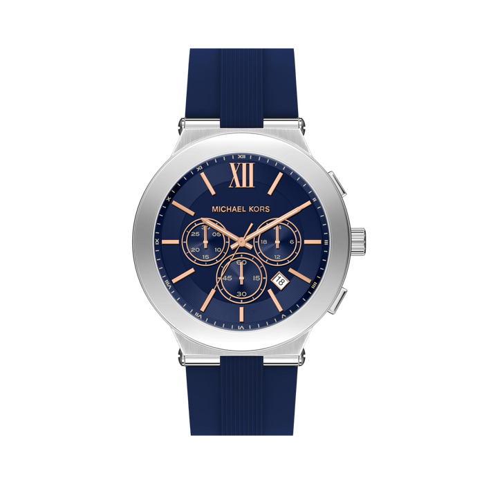 Michael Kors Men Billie Stainless Steel Or Silicone Watch - Silver Blue Chrono