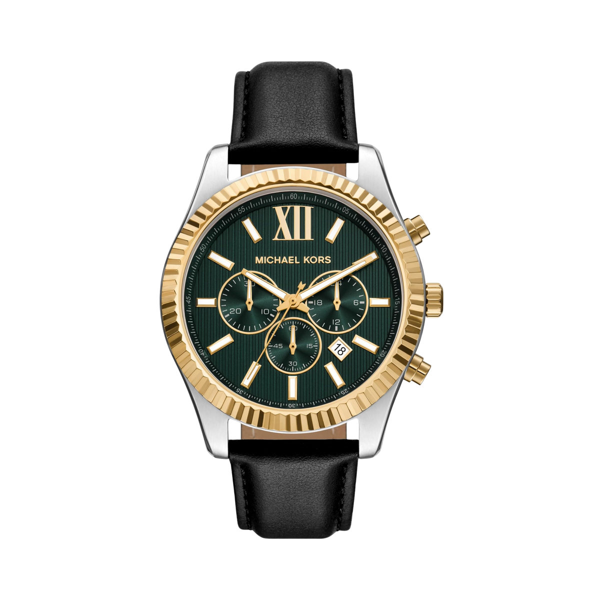 Michael Kors Men Lexington Leather Watch - Two Tone Black