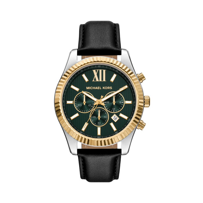 Michael Kors Men Lexington Leather Watch - Two Tone Black