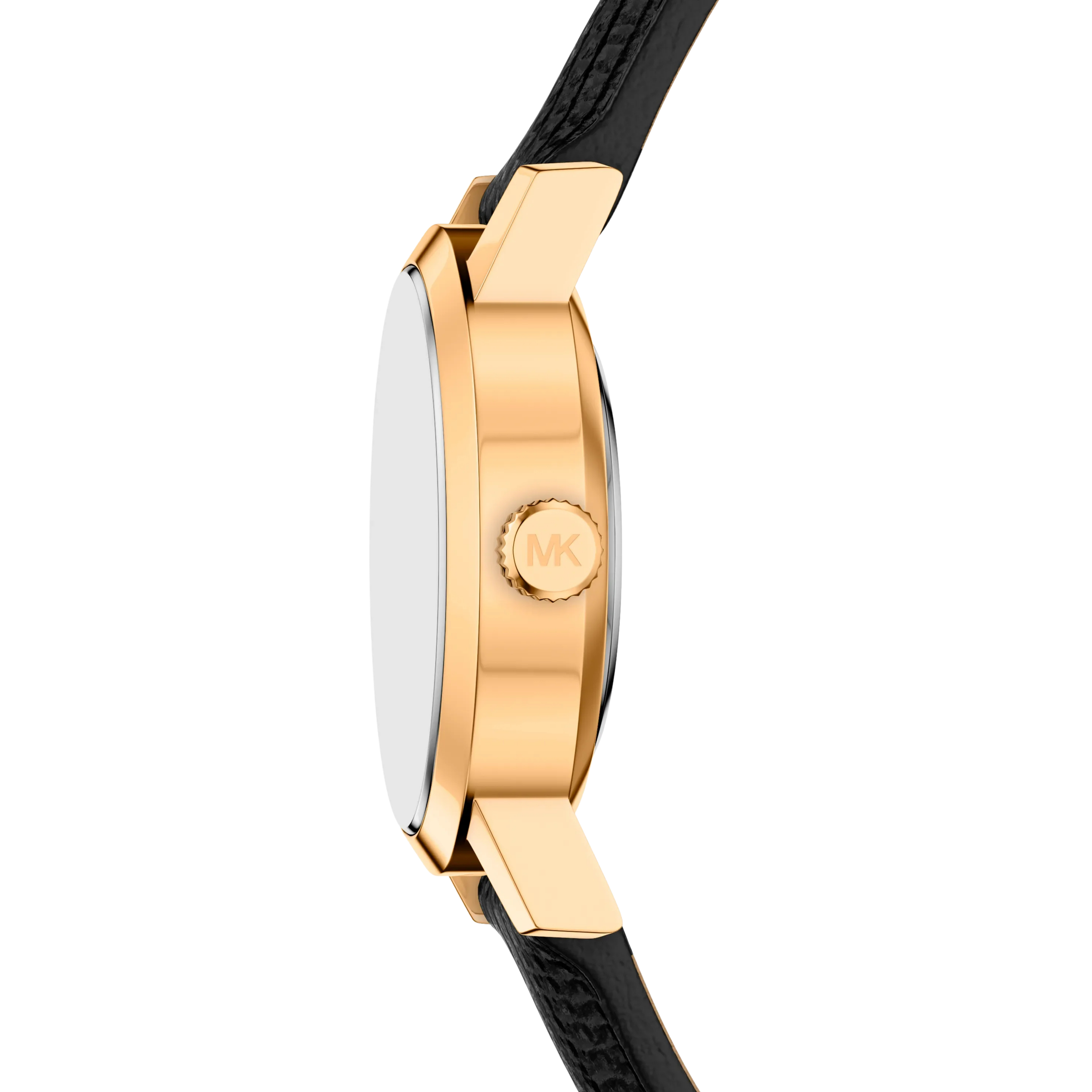 Michael Kors Women Petite Maude Gold Tone and Lizard Embossed Leather Watch - Black