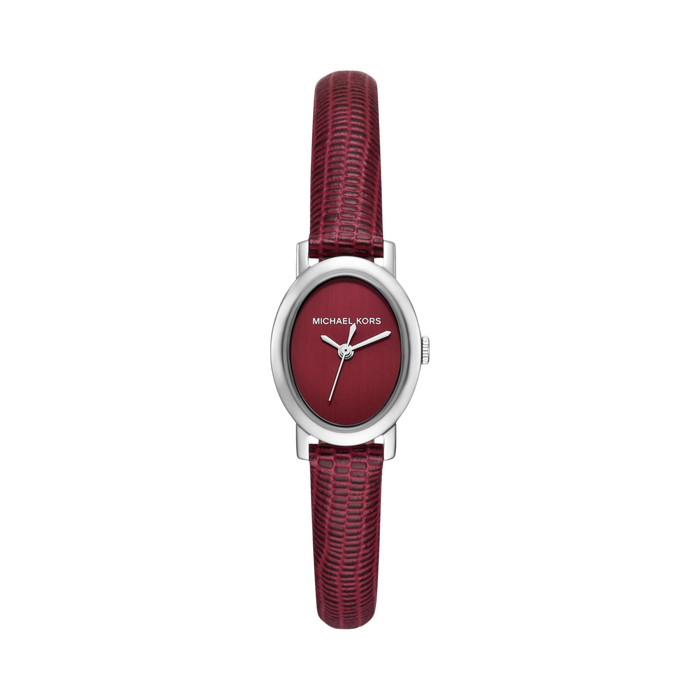Michael Kors Women Maude Three Hand Leather Watch - Oxblood