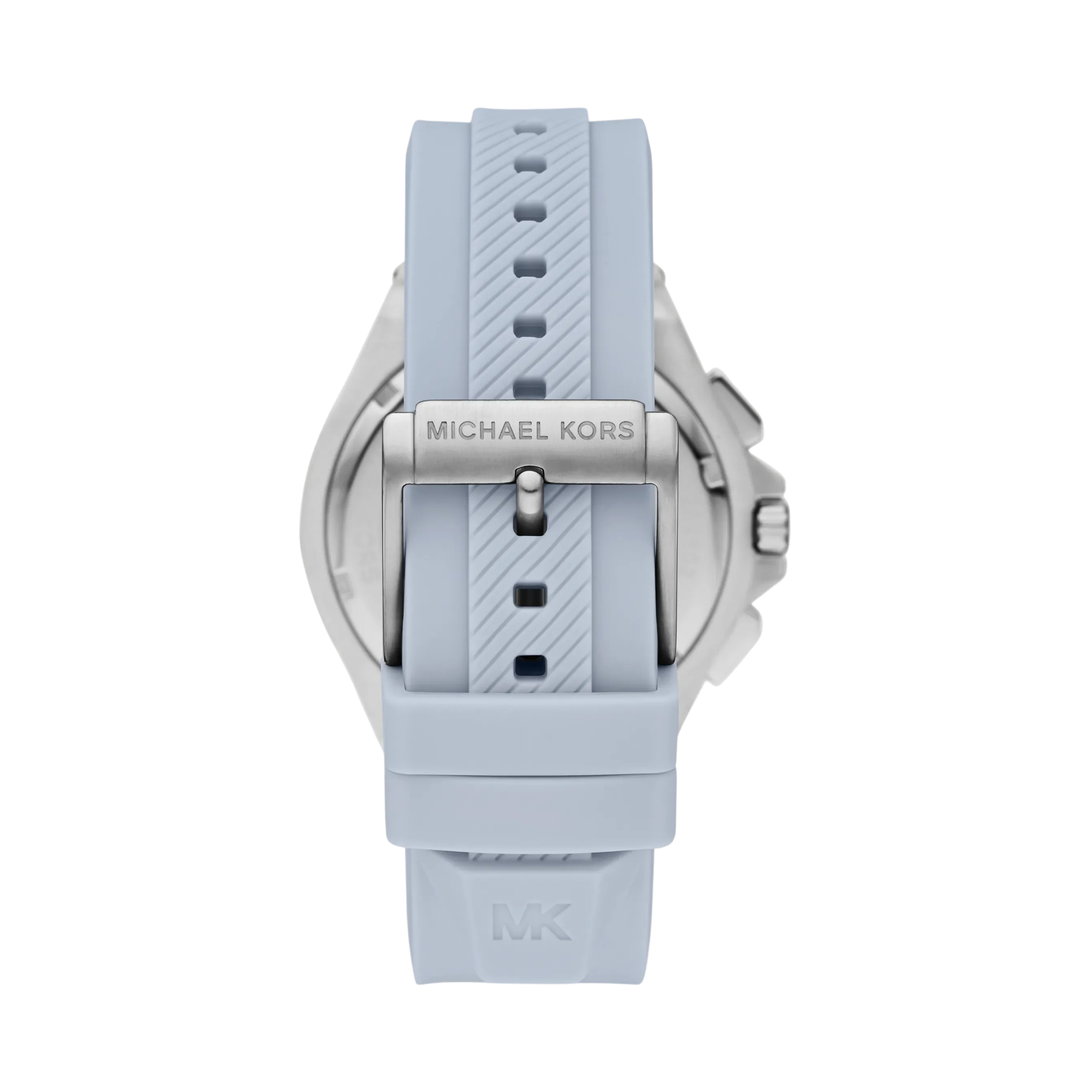 Michael Kors Men Oversized Lennox Silver Tone and Silicone Watch - Silver Blue