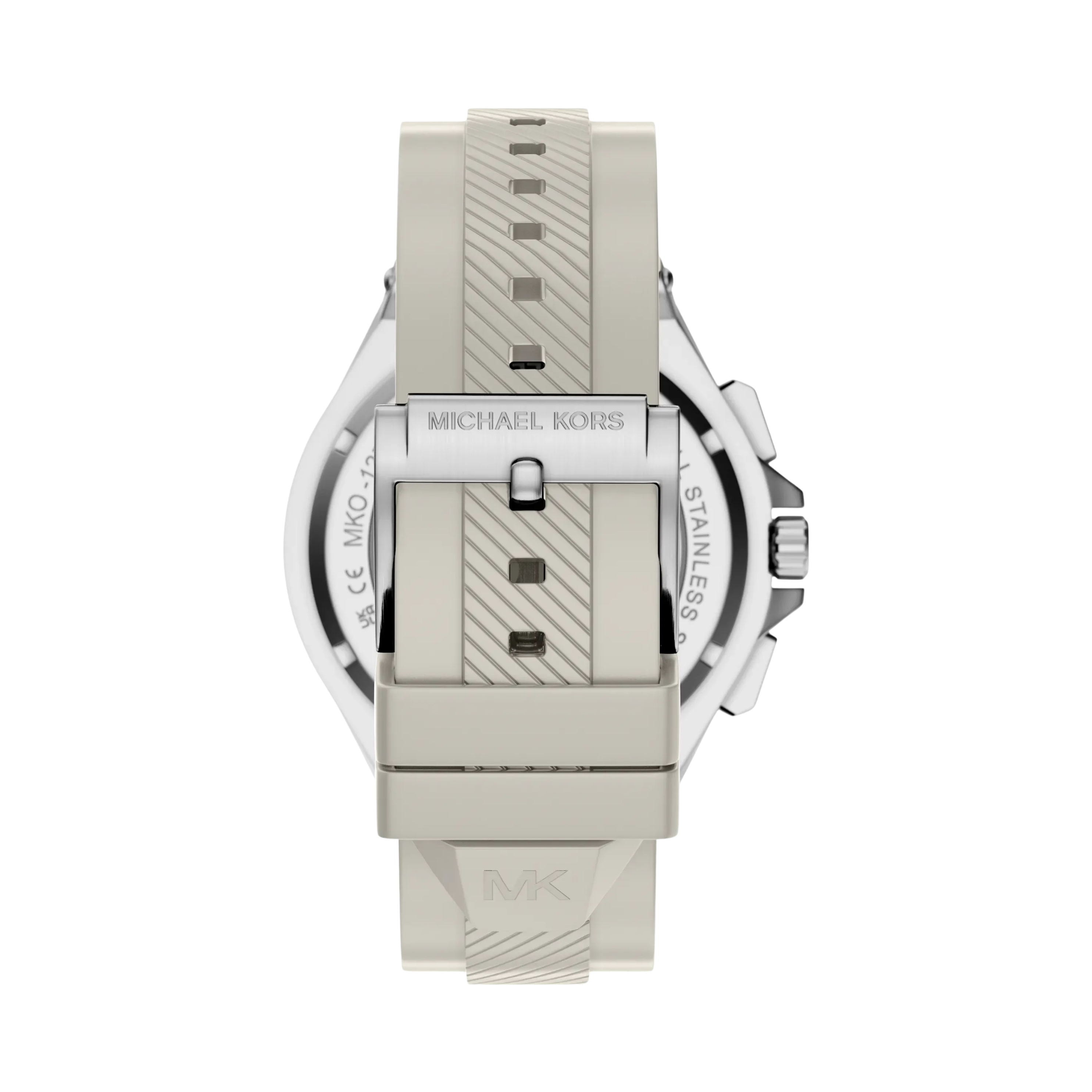 Michael Kors Men Oversized Lennox Silver Tone and Silicone Watch - Silver White