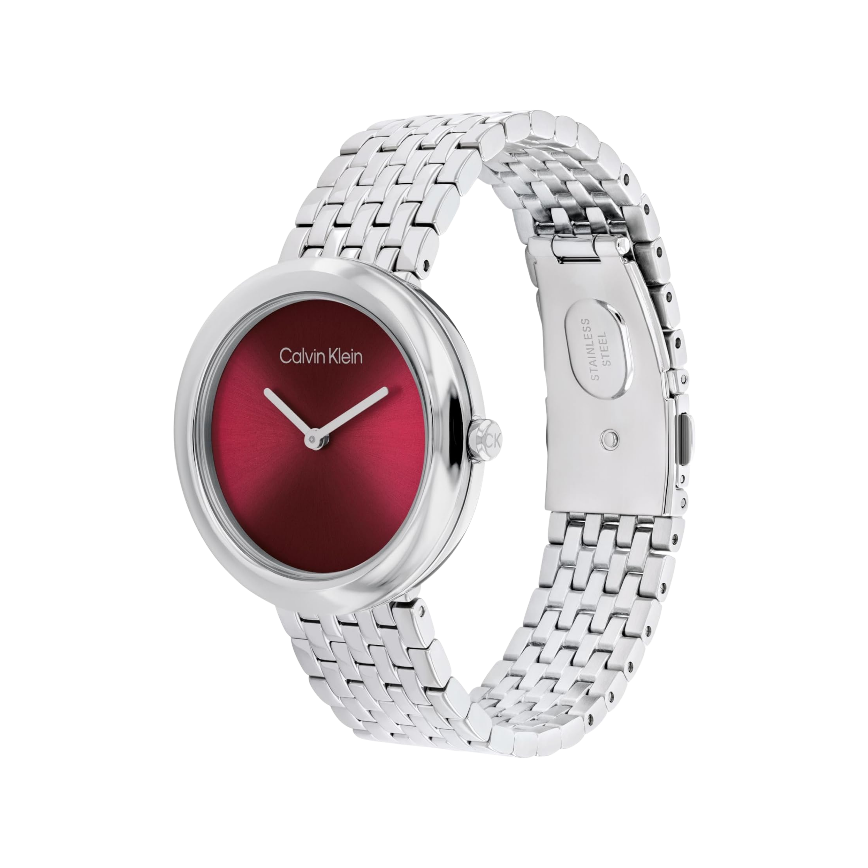 Calvin Klein Women Twisted Bezel Stainless Steel Watch - Silver