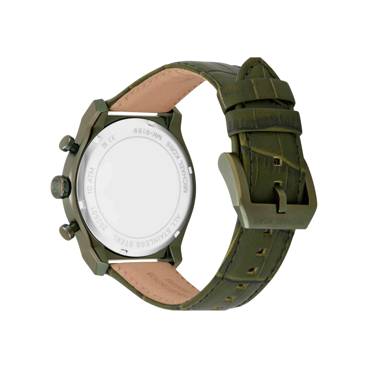 Michael Kors Men Panorama Leather Band Watch - Green Band