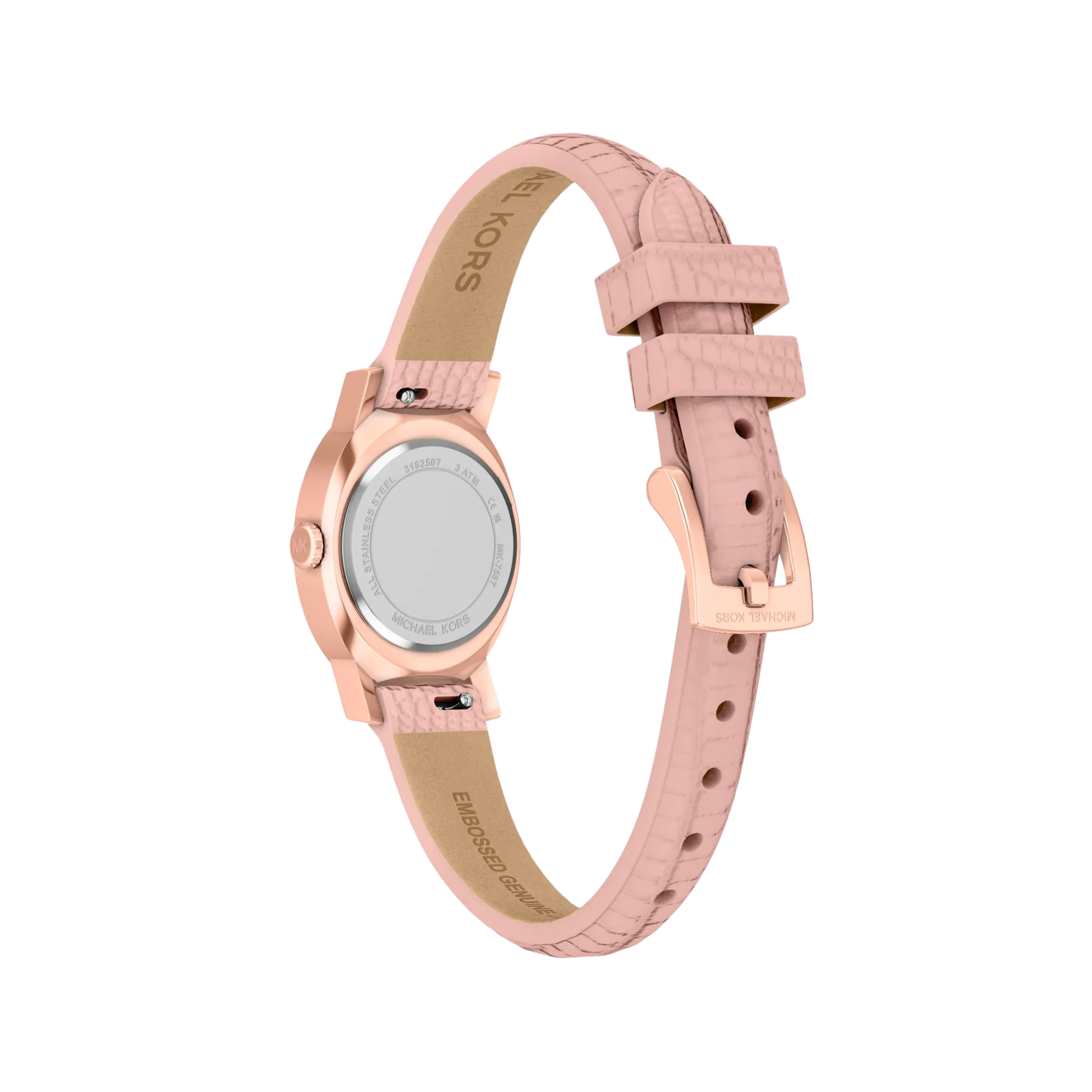 Michael Kors Women Petite Maude Rose Gold Tone and Lizard Embossed Leather Watch - Primrose