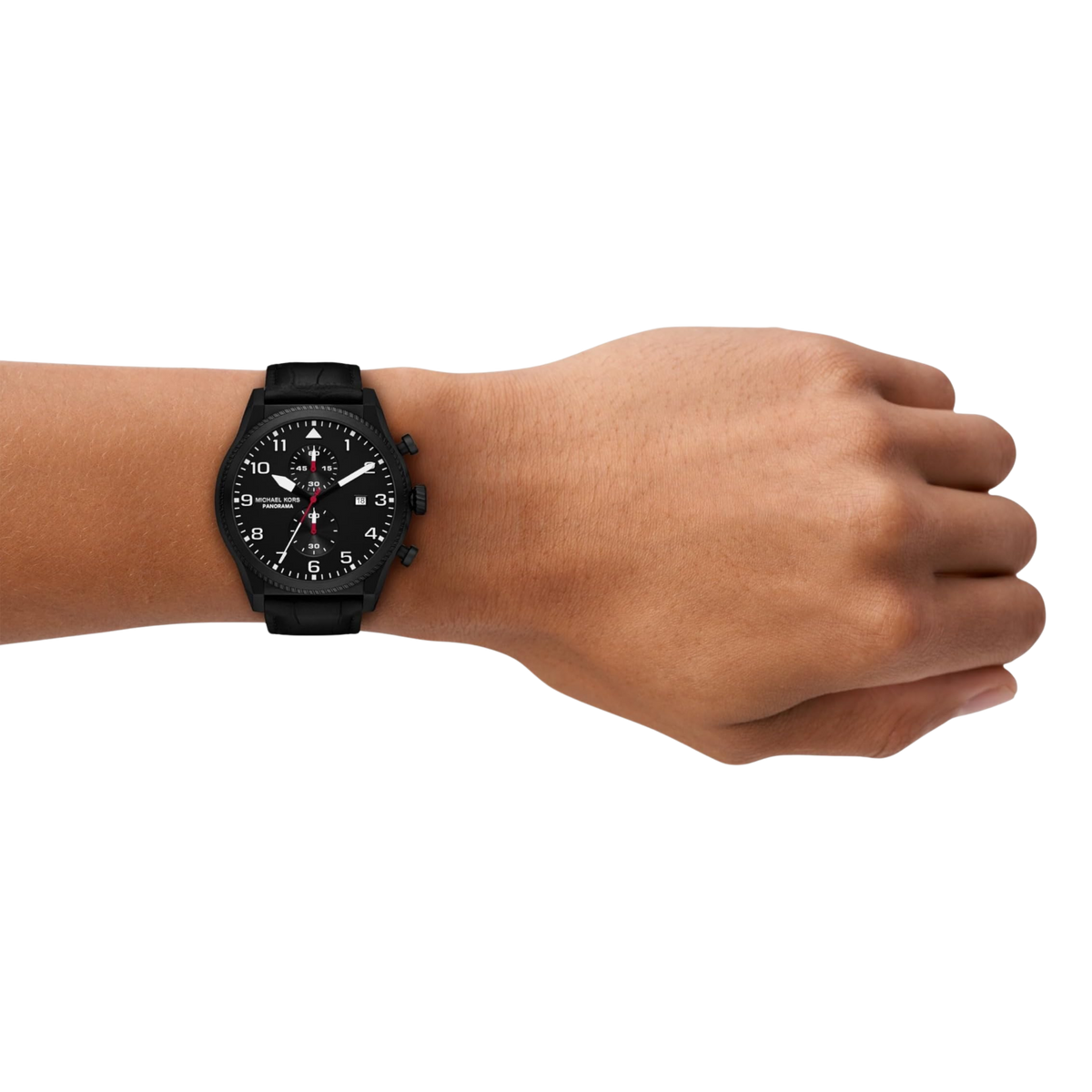 Michael Kors Men Panorama Leather Band Watch - Black Band