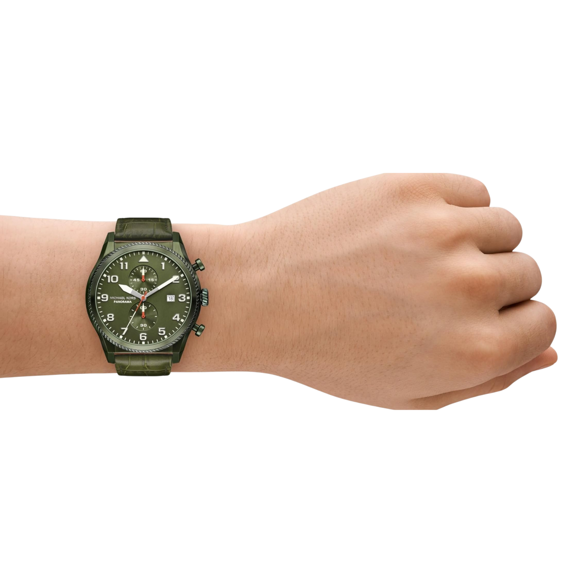 Michael Kors Men Panorama Leather Band Watch - Green Band