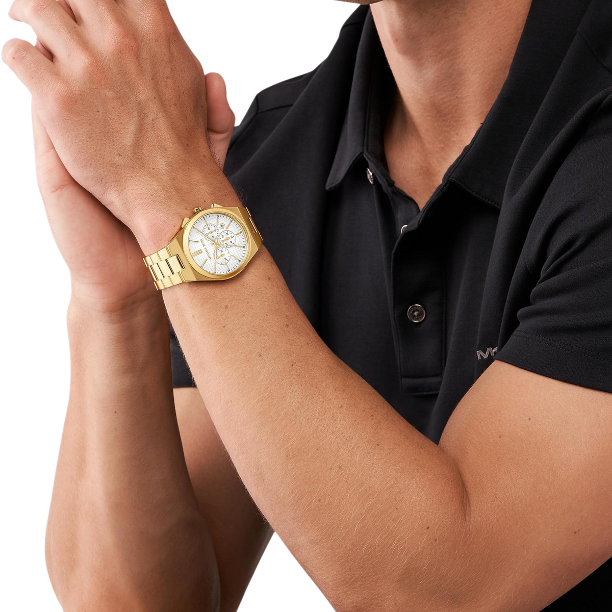 Michael Kors Men Lennox Stainless Steel Chronograph Watch - Gold White