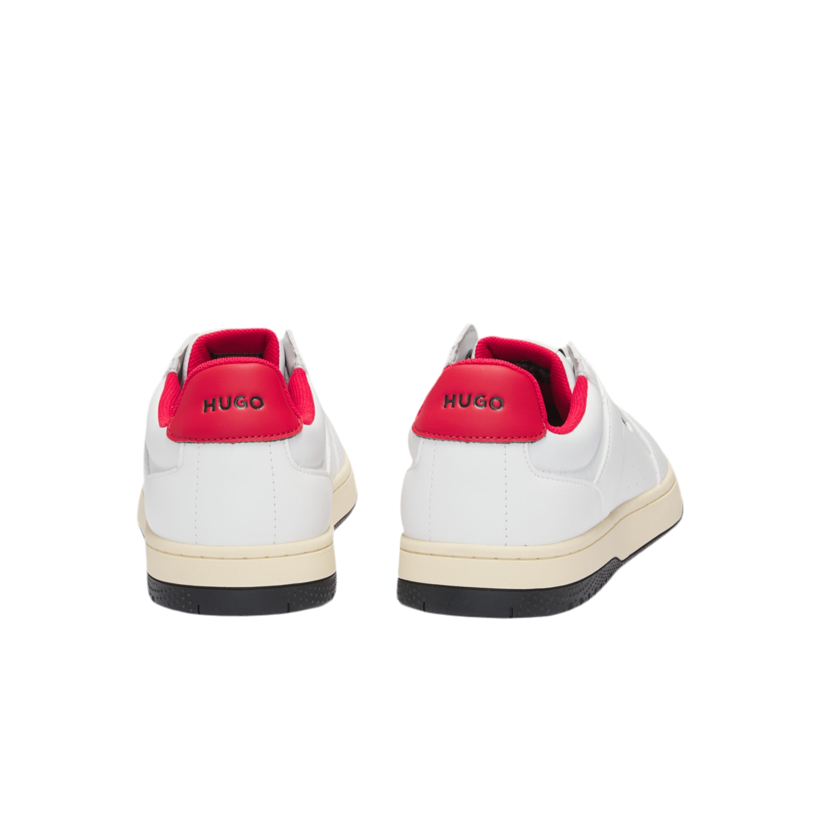 Hugo Boss Men Faux Leather Lace Up Trainers - White Red