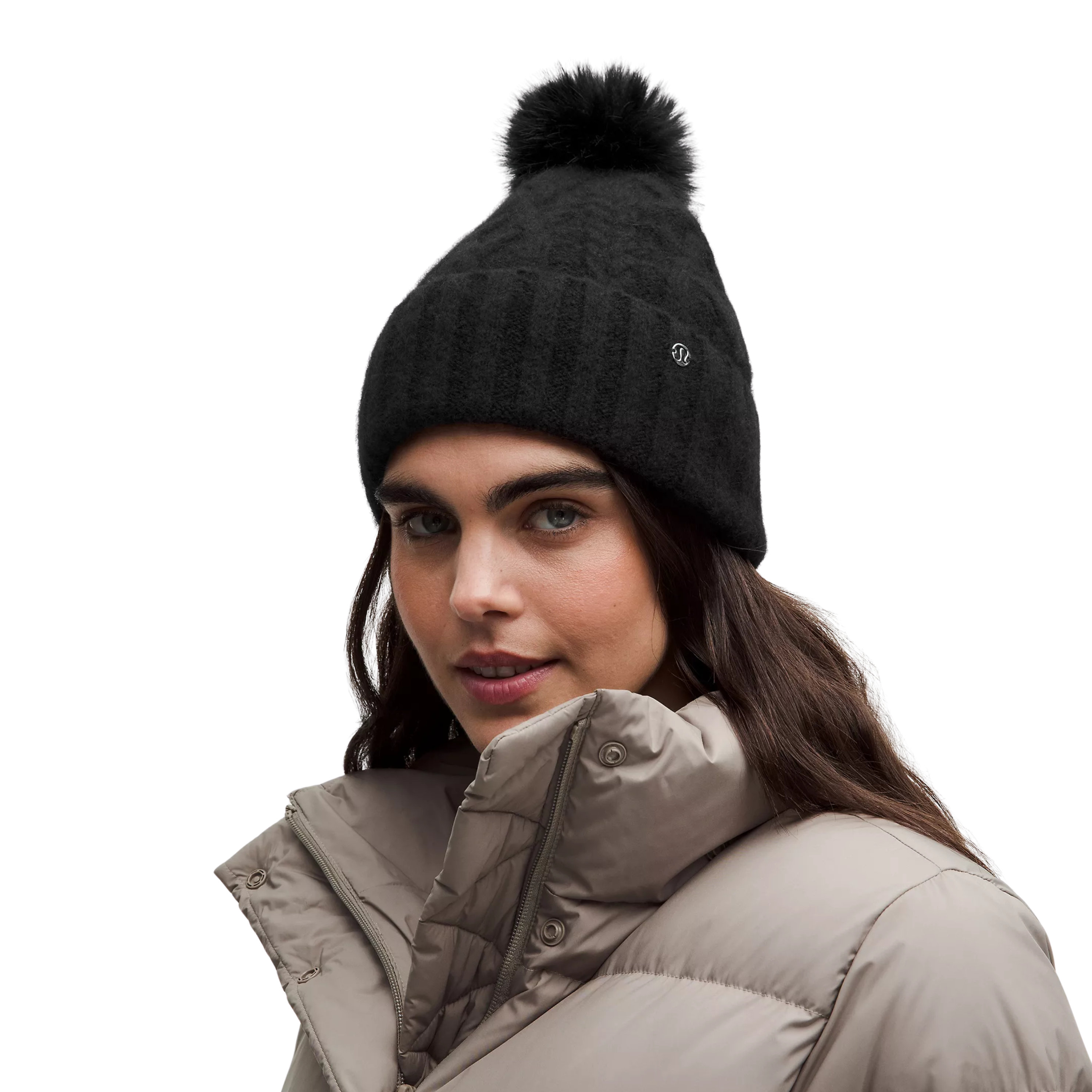 Lululemon Alpaca Wool-Blend Cable-Knit Pom Beanie - Black