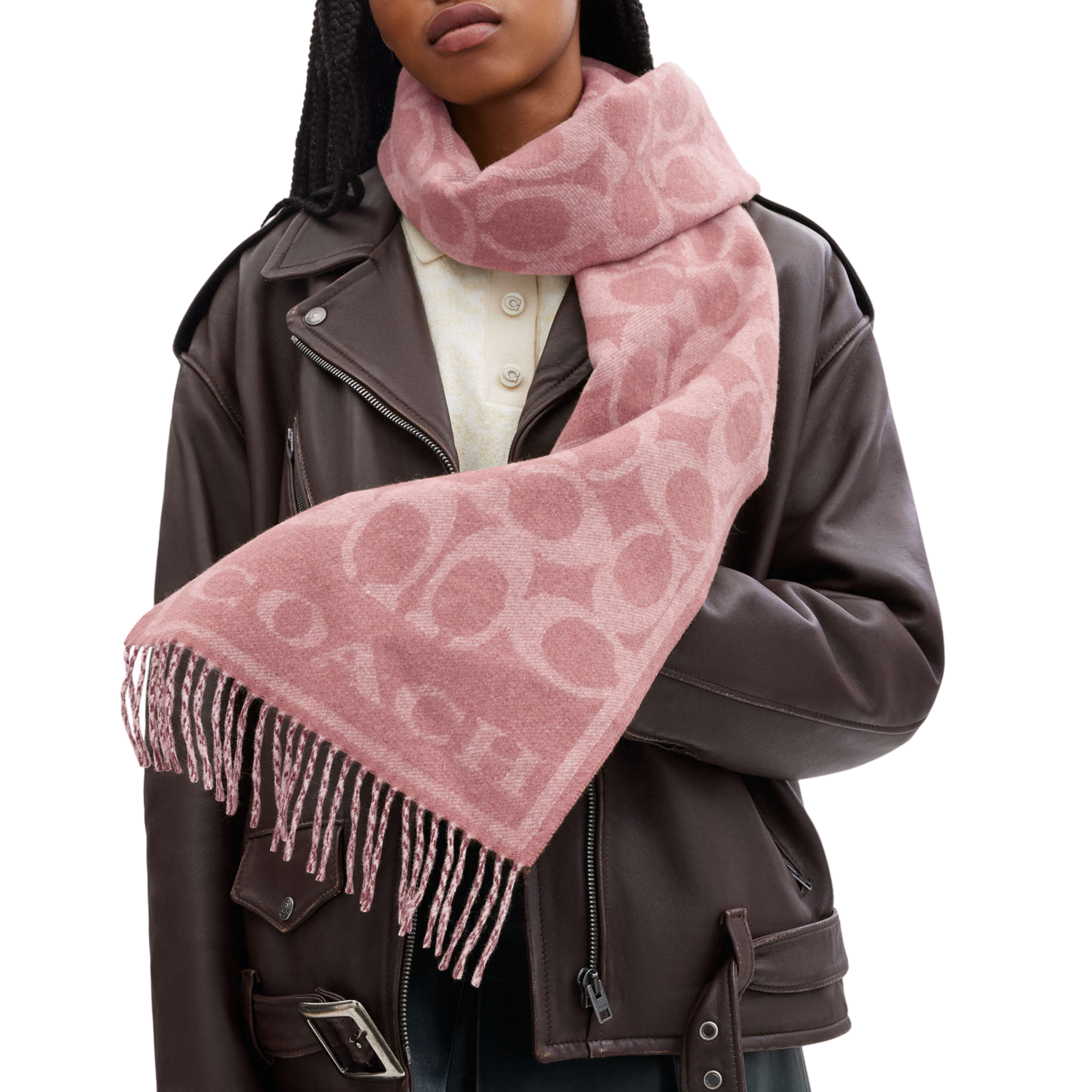 Coach Reversible Signature Cashmere Muffler - True Pink