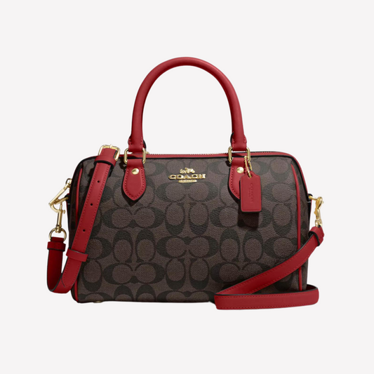 COACH Rowan Satchel Bag - Brown 1941 Red