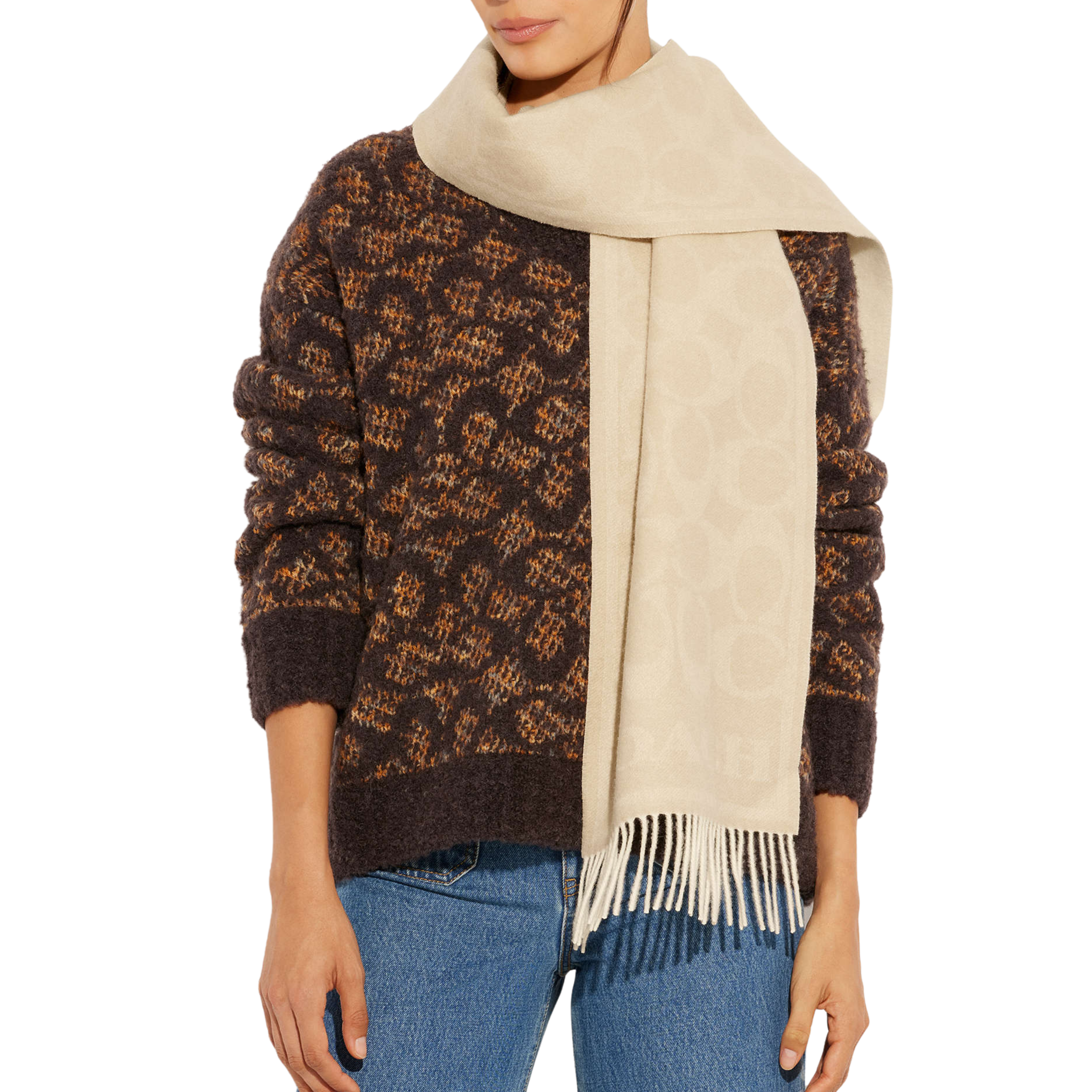 Coach Reversible Signature Cashmere Muffler - Chalk