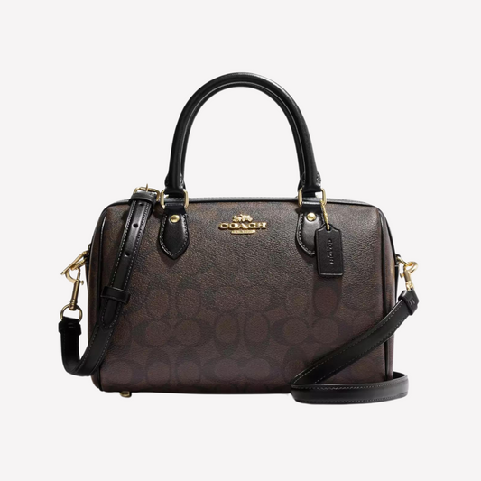 COACH Rowan Satchel Bag - Brown Black