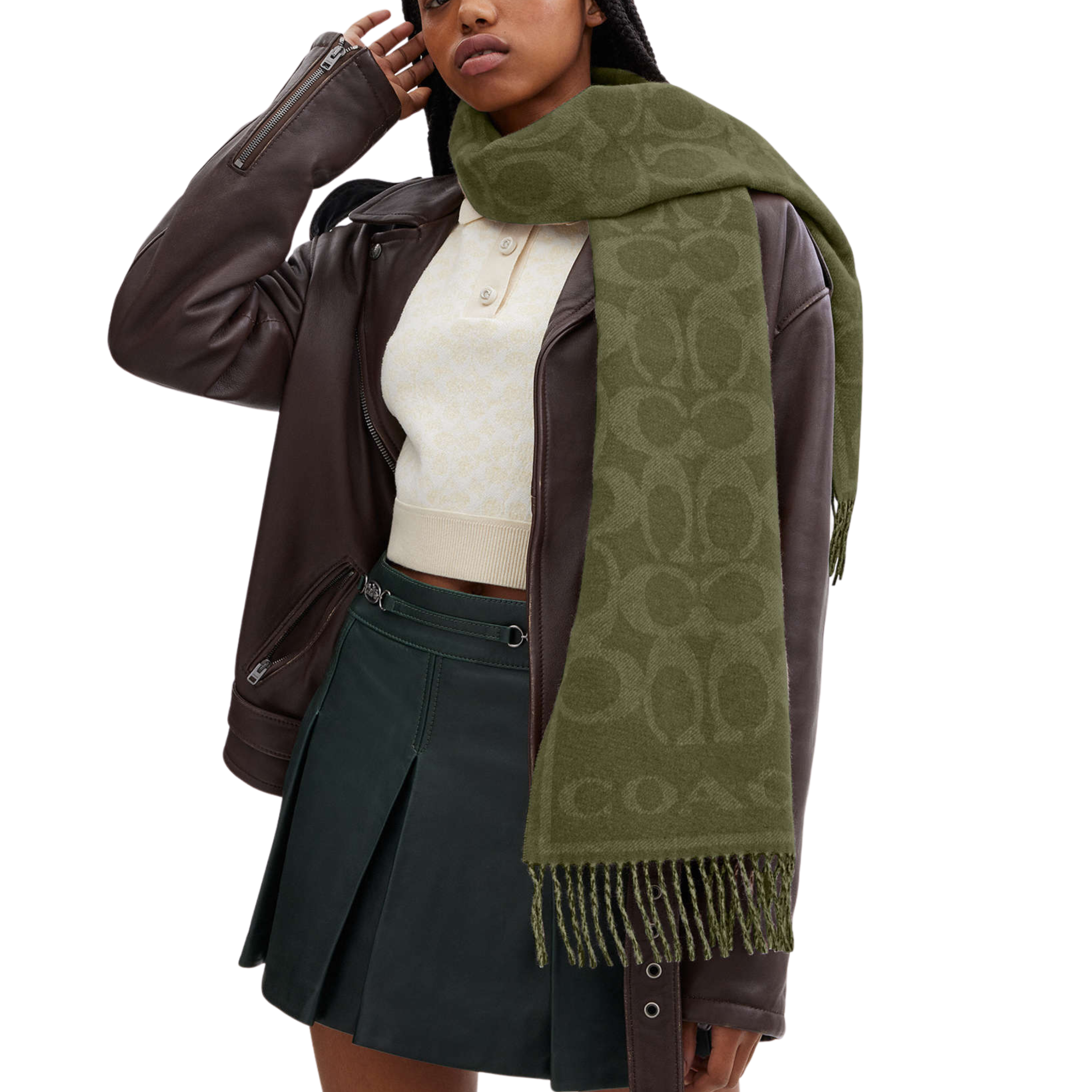 Coach Reversible Signature Cashmere Muffler - Olive