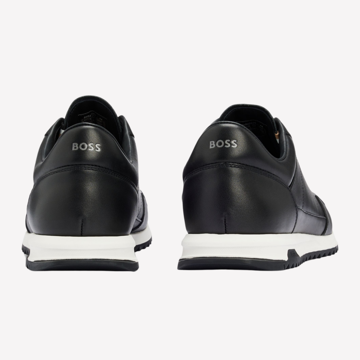 Hugo Boss Men Leather Trainers Knurled - Black