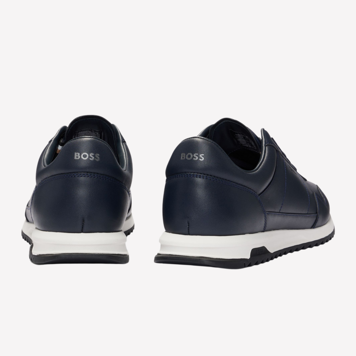 Hugo Boss Men Leather Trainers Knurled - Dark Blue