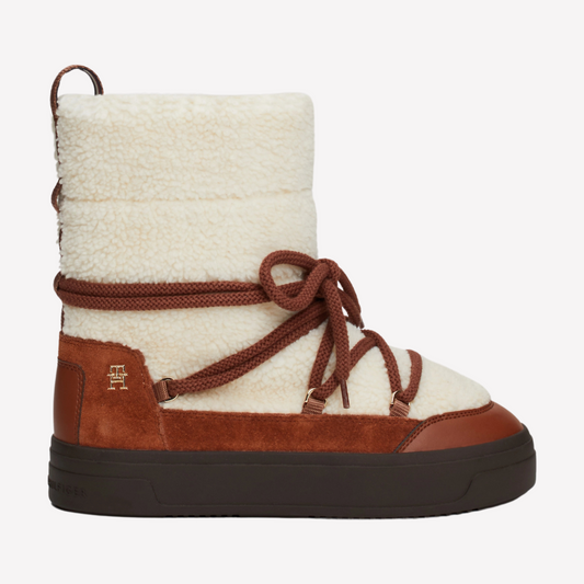 Tommy Hilfiger Women Lace-Up Snow Boot - Cognac Brown