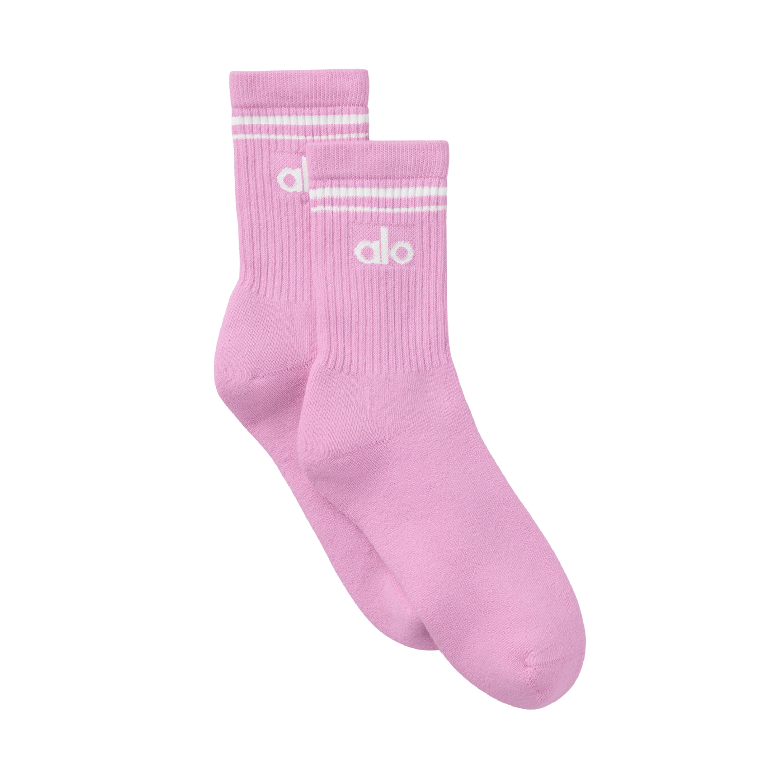 Alo Half-Crew Throwback Sock - Candy Heart Pink White