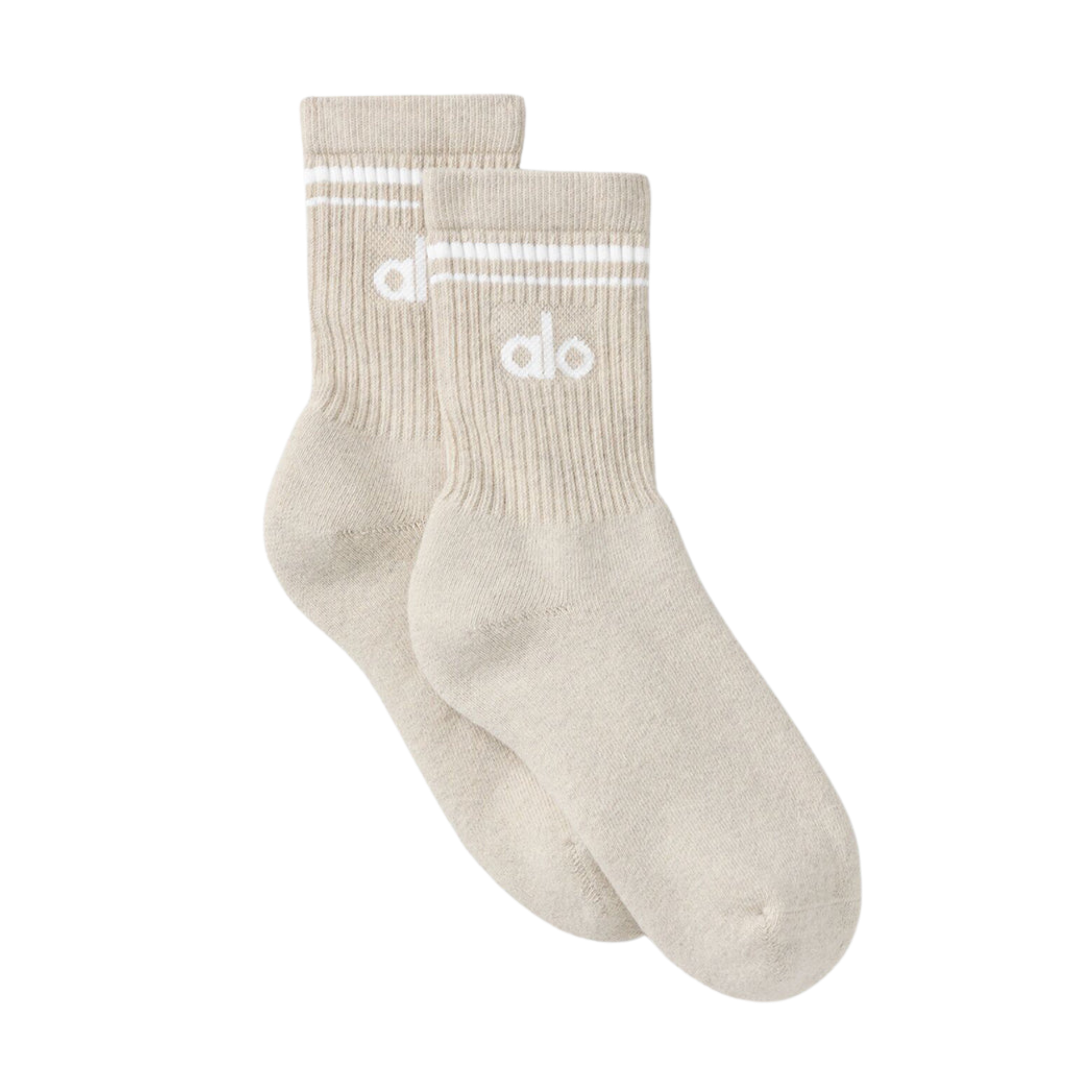 Alo Half-Crew Throwback Sock - Oatmeal Heather White