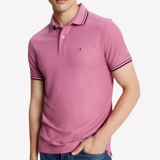 Tommy Hilfiger Men Regular Fit Wicking Polo - Rose Stain