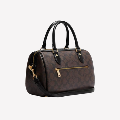 COACH Rowan Satchel Bag - Brown Black