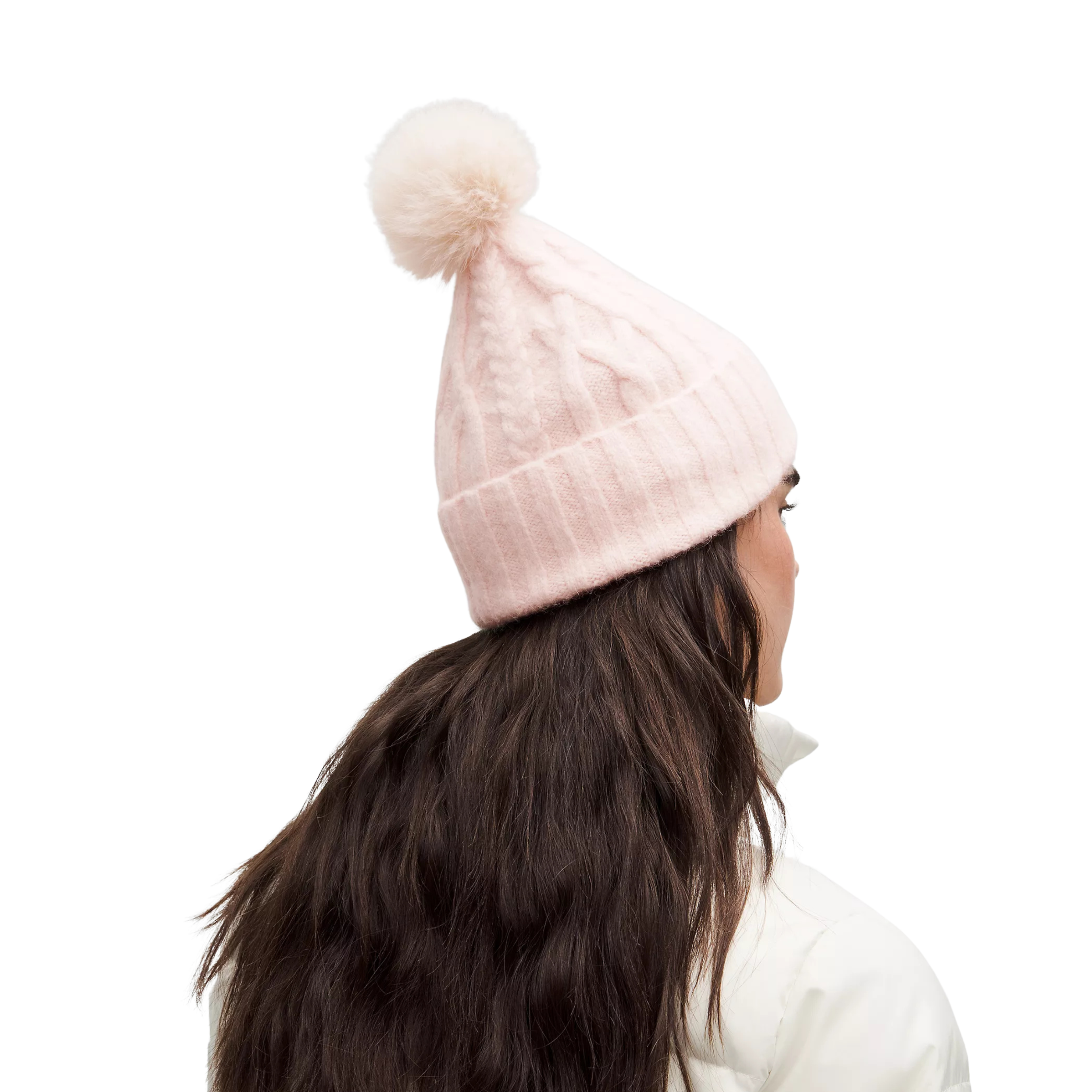 Lululemon Alpaca Wool-Blend Cable-Knit Pom Beanie - Heathered Blissful Pink