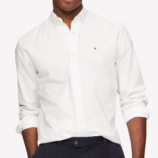 Tommy Hilfiger Men Regular Fit Solid Stretch Shirt - Optic White