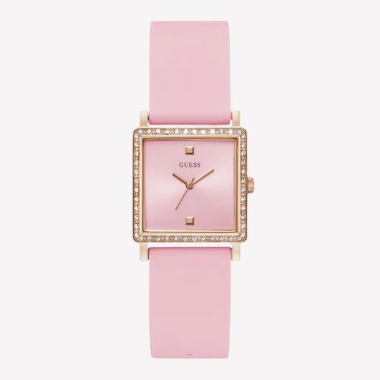 Guess Women Rose Gold-tone Square Watch - Pink