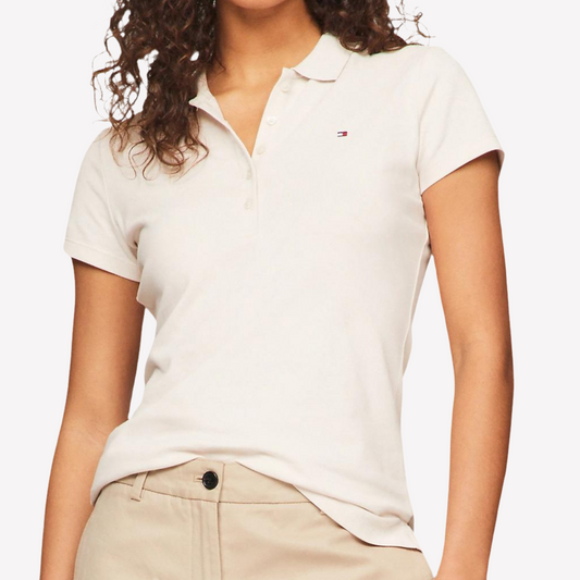 Tommy Hilfiger Women Slim Fit Stretch Cotton Polo - Feather White