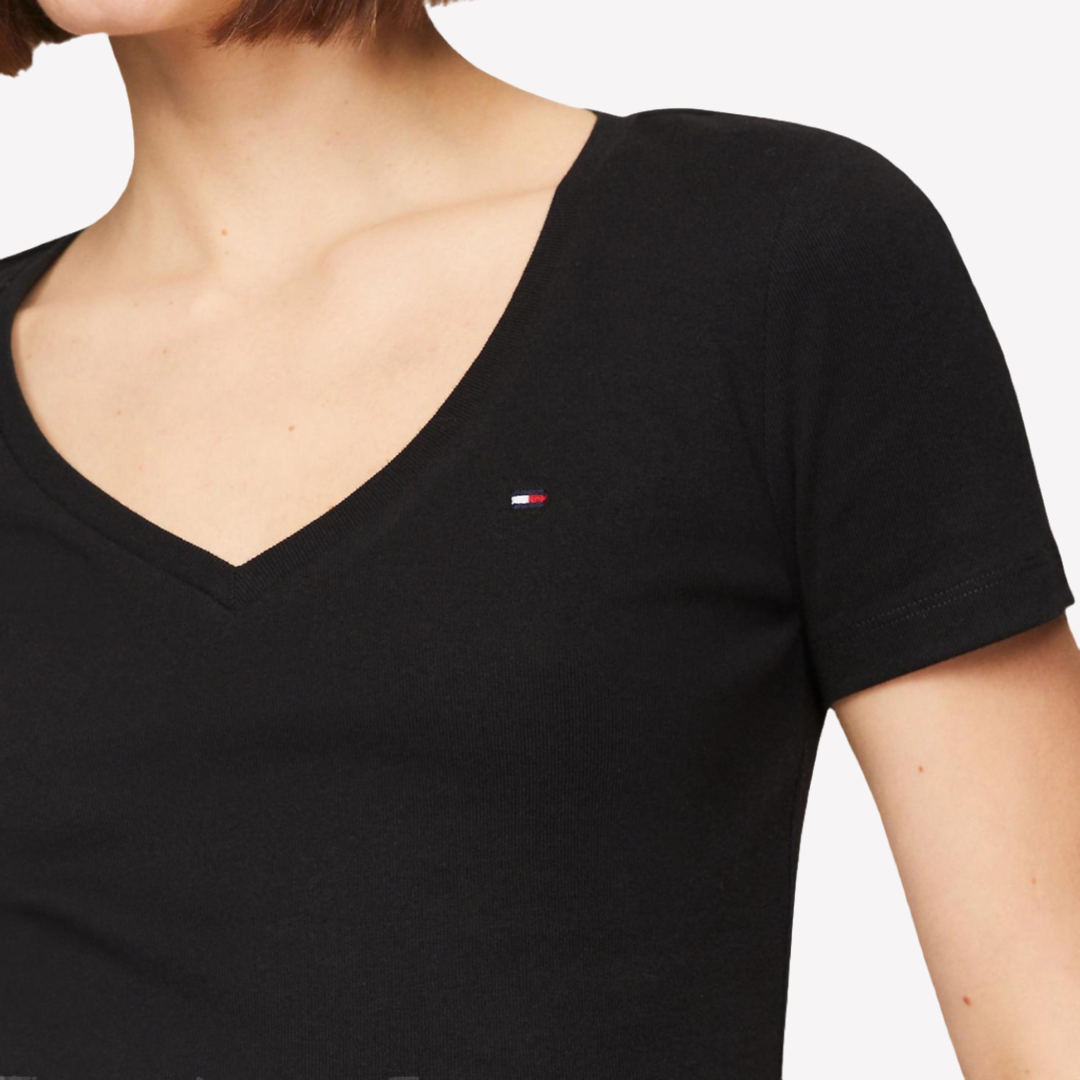 Tommy Hilfiger Women V-NECK T-SHIRT - Black