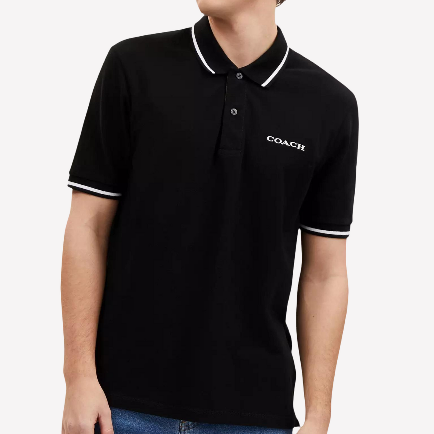 COACH Men Signature Polo - Black