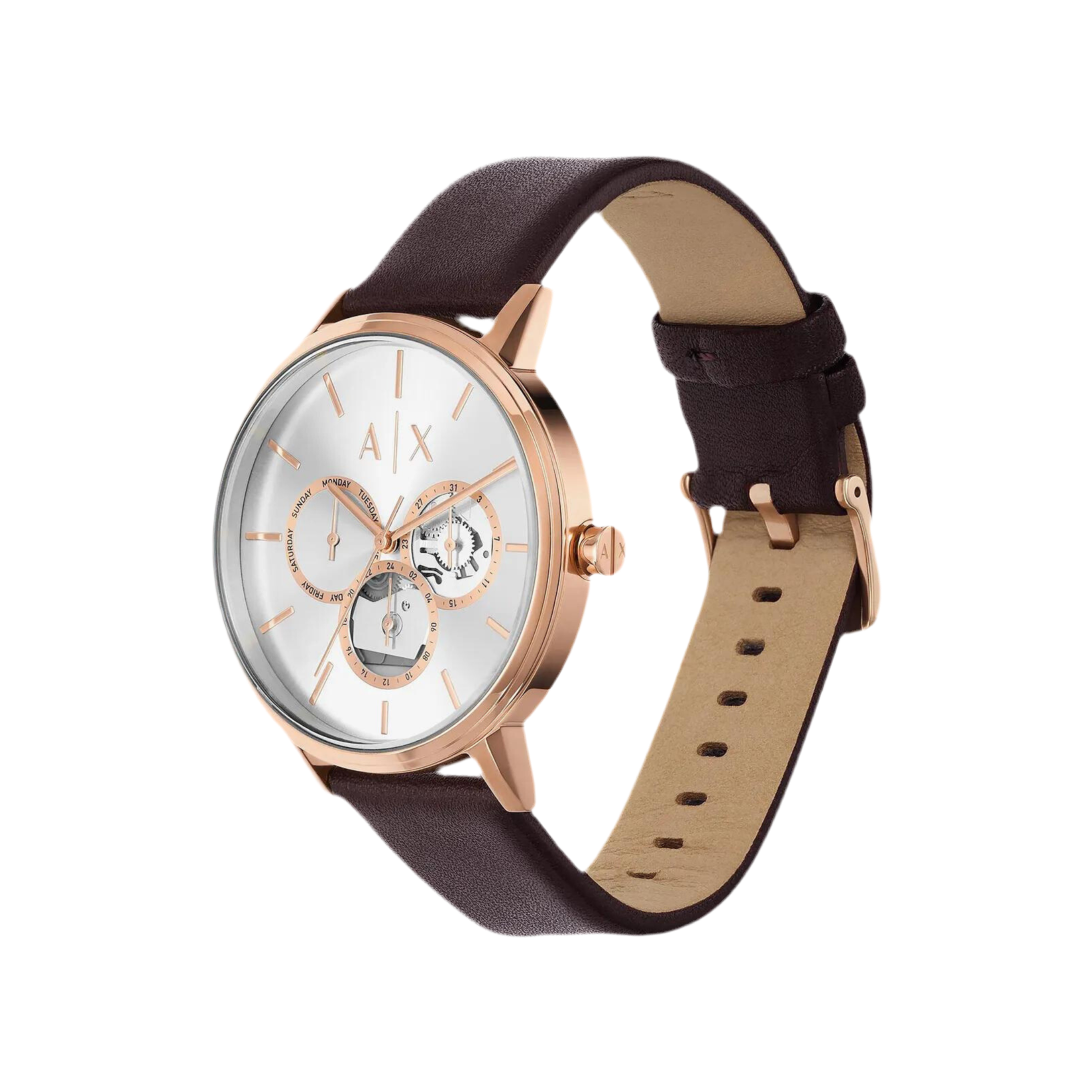 Armani Exchange Men Leather Strap Watch - Pattern