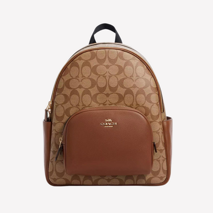 COACH Court Backpack In Signature Canvas - Khaki Saddle 2