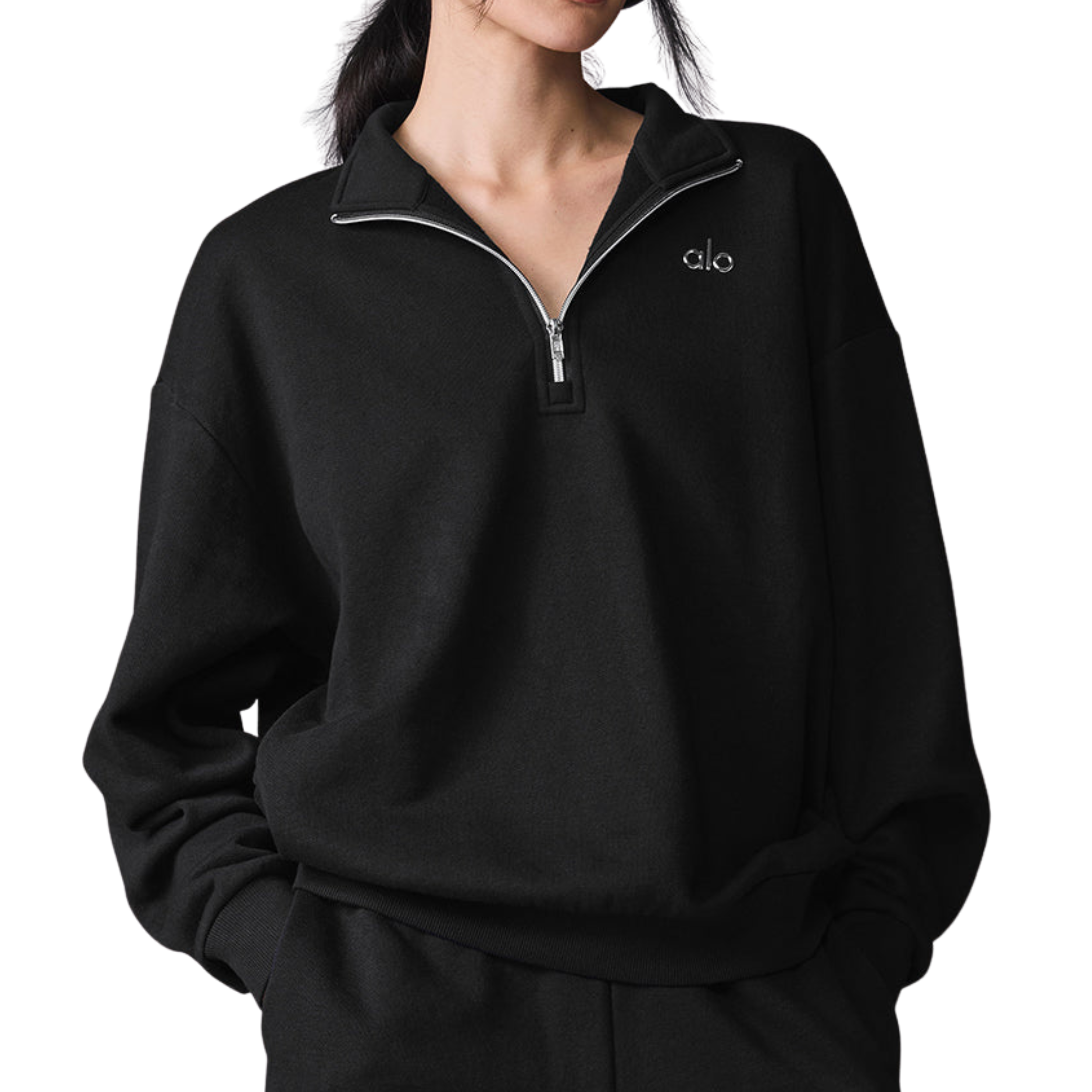 Alo Women Accolade 1/4 Zip Pullover - Black