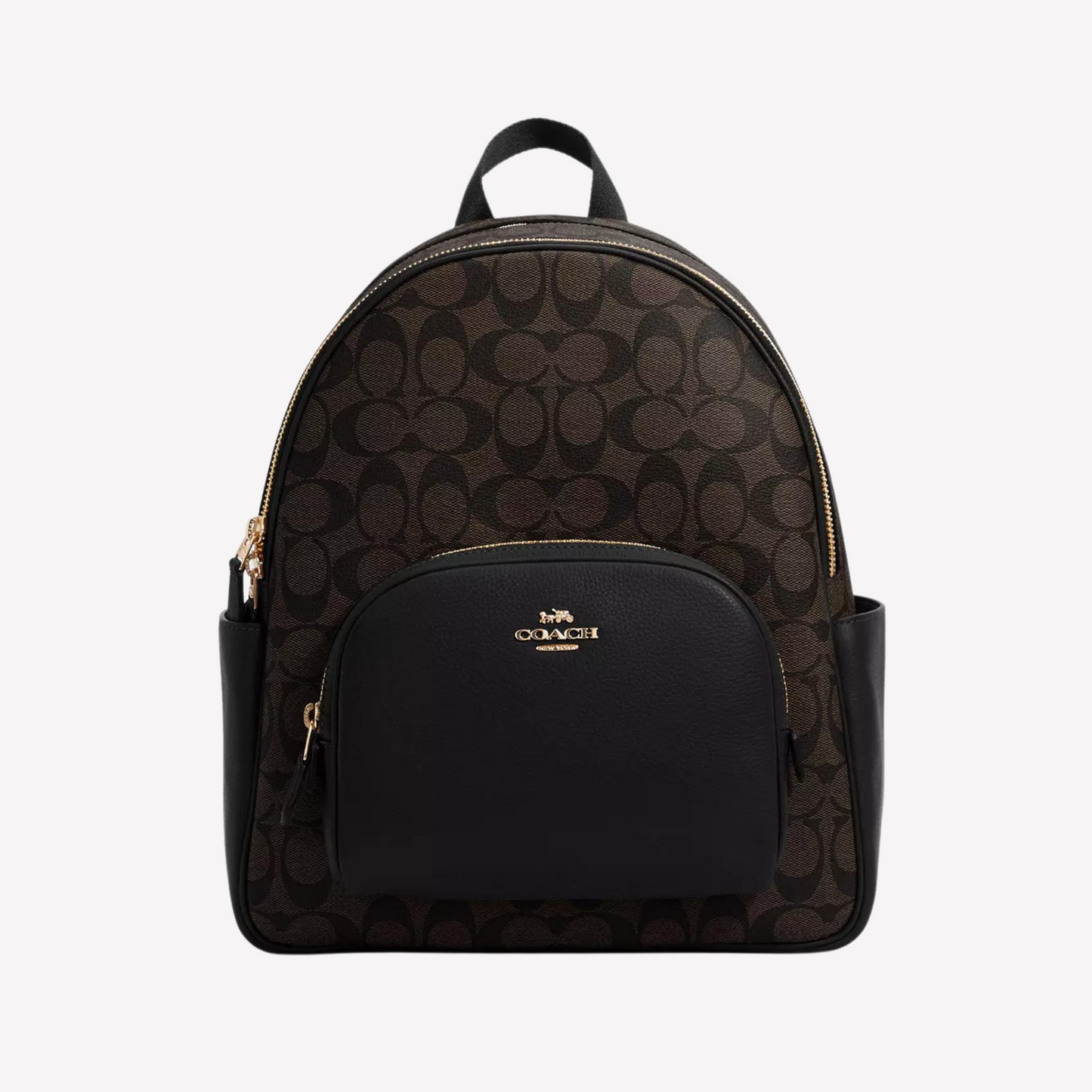 COACH Court Backpack In Signature Canvas - Brown Black