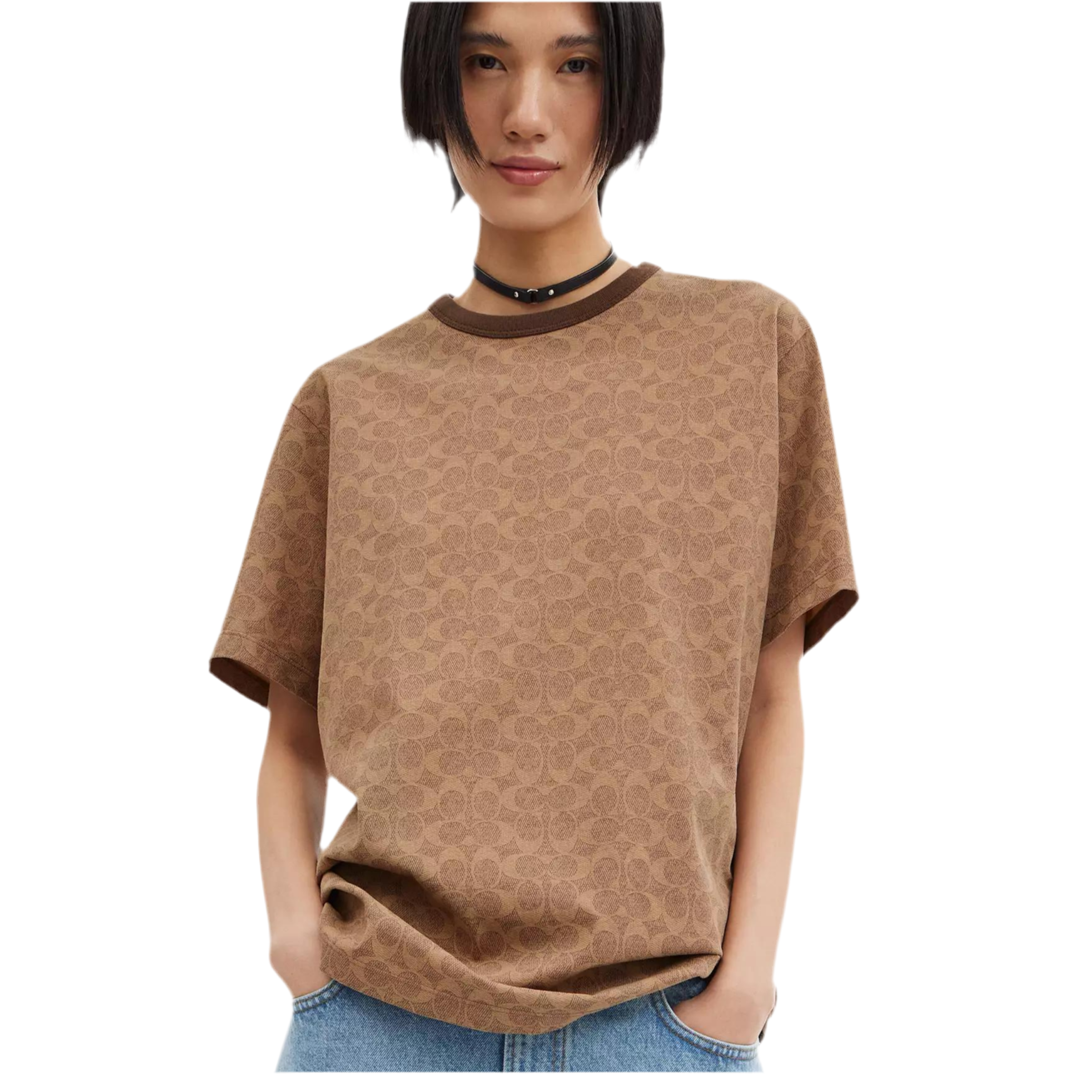 COACH Unisex Signature T Shirt -  Tan