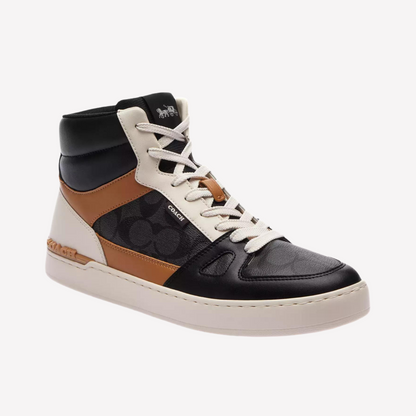 COACH Men's Clip Court High-top in Signature - Black Saddle