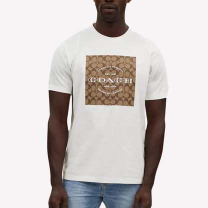 COACH Men Signature Square T Shirt In Organic Cotton - White