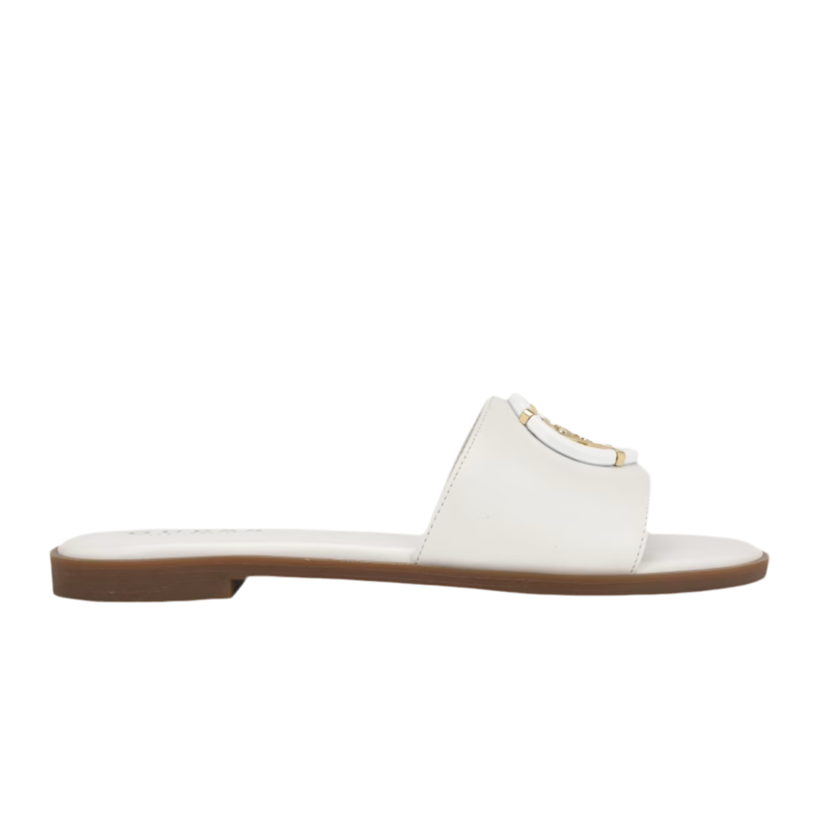 Guess Women Magnify Faux-Leather Beach Slides - White