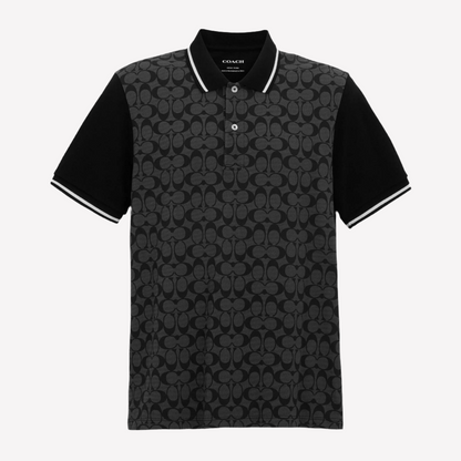 COACH Men Signature Polo - Charcoal