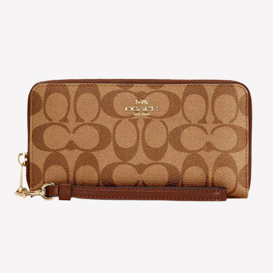 COACH Long Zip Around Wallet in Canvas - Khaki