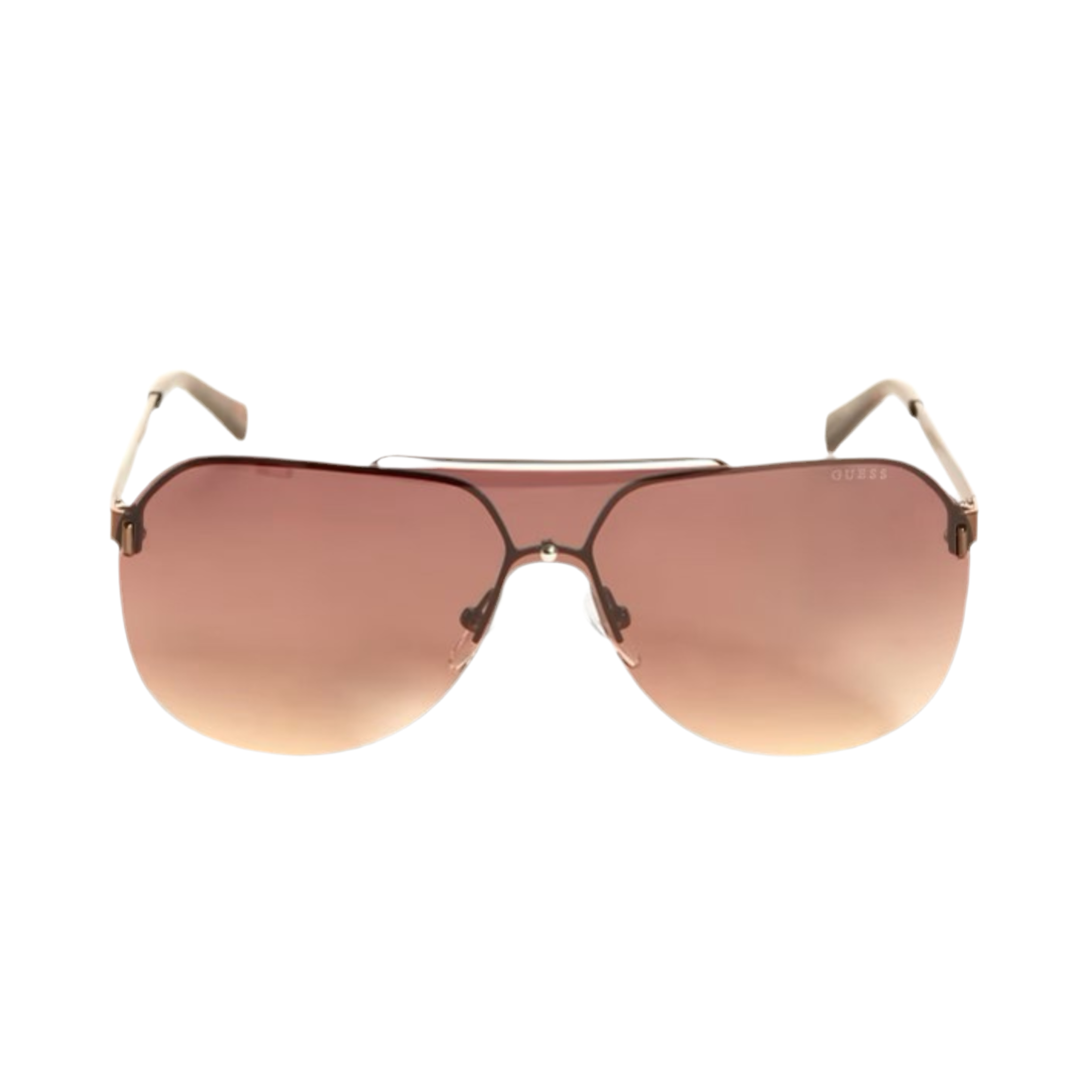 Guess Men Rimless Shield Sunglasses - Brown Leather