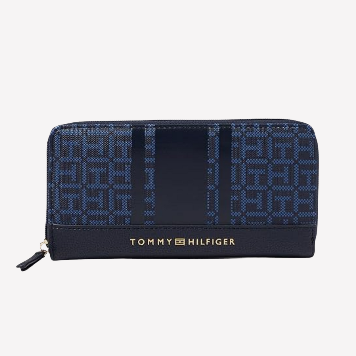 Tommy Hilfiger Jaclyn II Zip Around Wallet Coated Square Monogram - Navy/Charcoal Blue