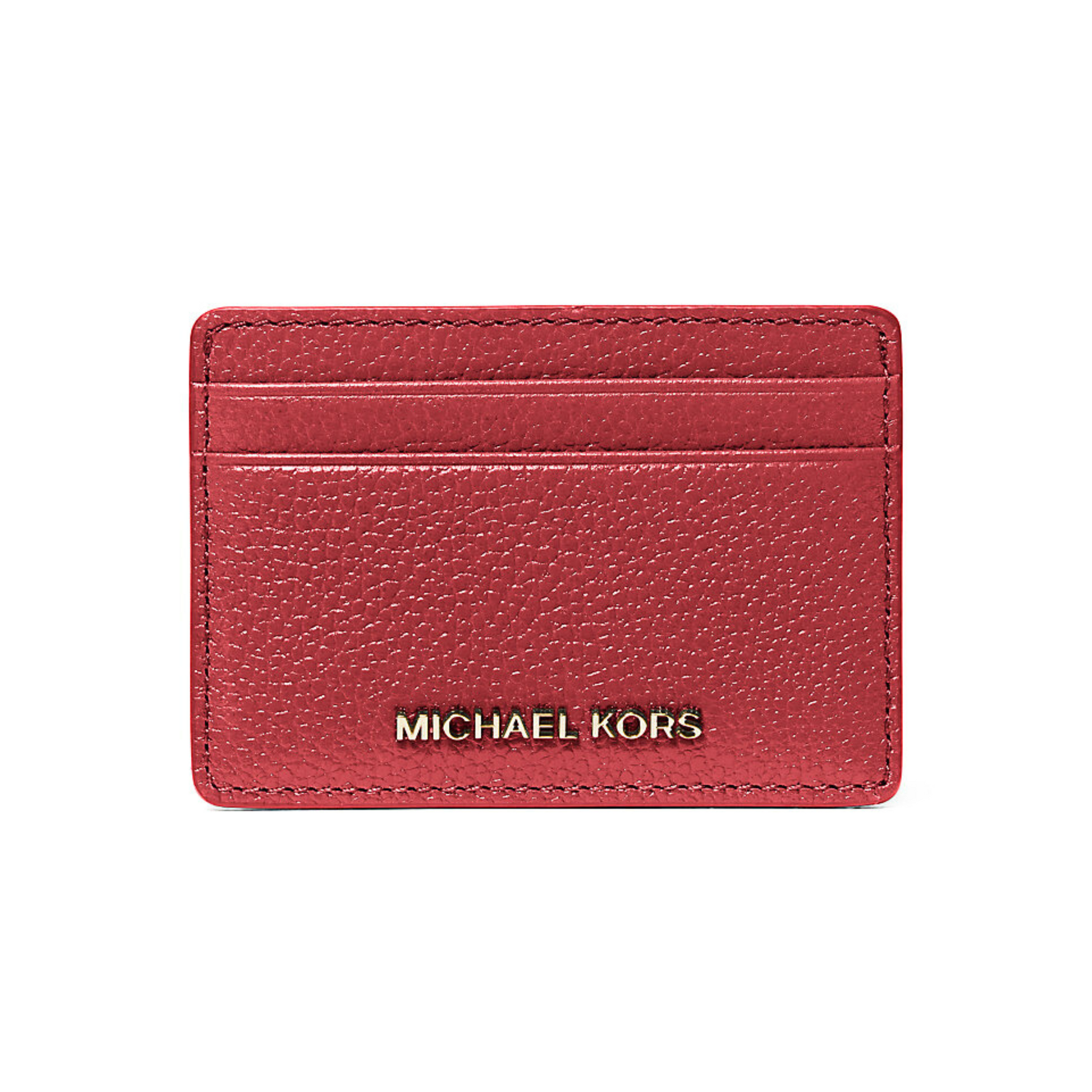 Michael Kors Pebbled Leather Card Case Lacquer Red MR Shoes